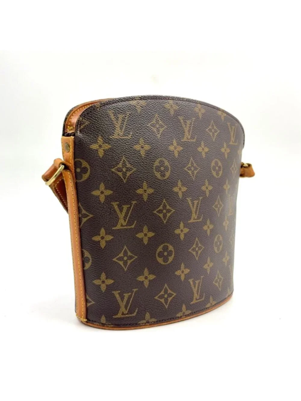 Louis Vuitton Drew Monogram Leather Brown Light Shoulder Bag Gold